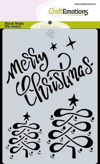 185070-0117 CraftEmotions Mask stencil Christmas - Merry Christmas Carla Creaties