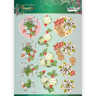 3D knipvel - Christmas Bells - Christmas Flowers - Jeanine&#039;s Art CD11556