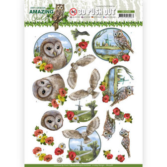 SB10488 3D Push Out - Amy Design - Amazing Owls - Meadow Owls