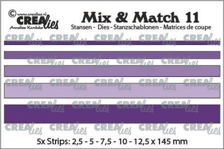 Crealies Mix &amp; Match strips glad (5x) CLMix11 max. 12,5x145 mm
