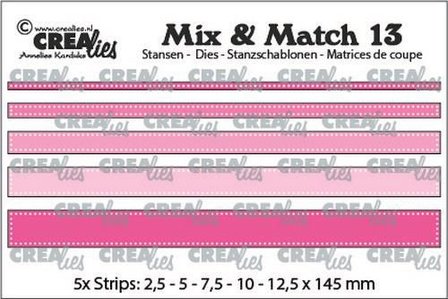 Crealies Mix &amp; Match strips met dots (5x) CLMix13 max. 12,5x145 mm