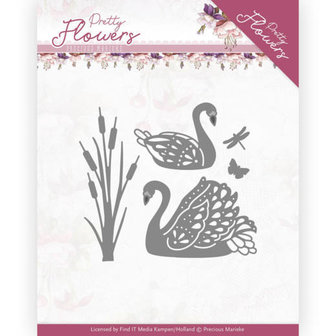 PM10192 Dies - Precious Marieke - Pretty Flowers - Pretty Swans
