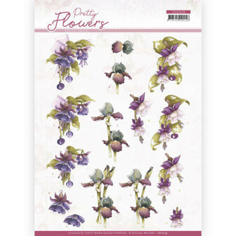 CD11579 3D knipvel Precious Marieke - Pretty Flowers - Purple Flowers