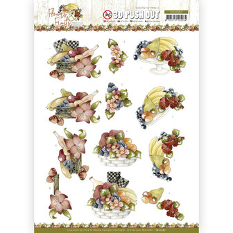 SB10587 3D Push Out - Precious Marieke - Flowers and Fruits - Flowers and Bananas