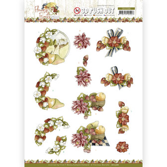SB10586 3D Push Out - Precious Marieke - Flowers and Fruits - Flowers and Strawberries