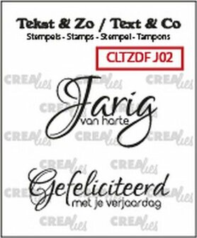 Crealies Clearstamp Tekst &amp; Zo Font Jarig no. 2 (NL) CLTZDFJ02 40x12 mm.jpg