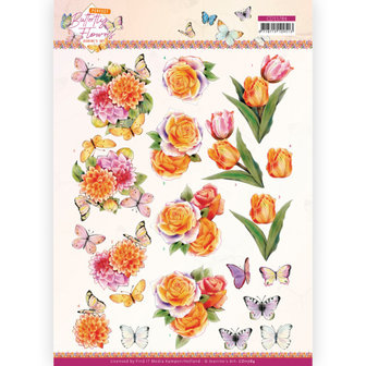 CD11784 3D Cutting Sheet - Jeanine&#039;s Art - Perfect Butterfly Flowers - Orange Rose