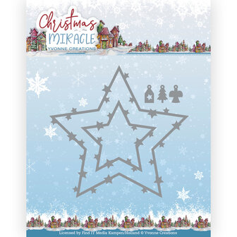 YCD10281 Yvonne Creations - snijmallen - Christmas Miracle - Star Decorations