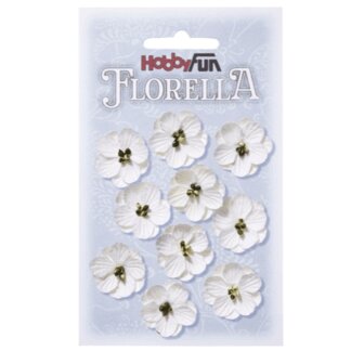 Bloemen - Hobbyfun - Florella papieren bloemen ca.2,5 cm wit 