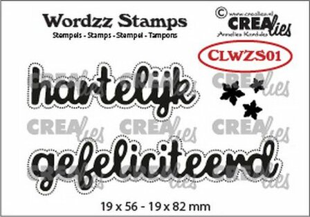 Crealies Clearstamp Wordzz Hartelijk gefeliciteerd (NL) CLWZS01