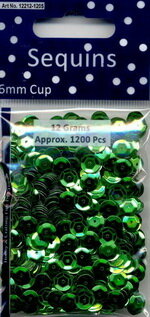 Pailletten - sequins groen cups 6 mm