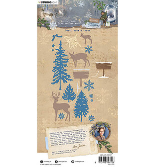 Studio Light - snijmallen - Vintage Christmas nr.721 - Deer, snow &amp; trees 