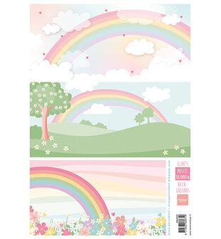AK0093 Knipvellen - Marianne Design - Eline&#039;s Pastel rainbow backgrounds