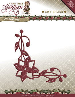 ADD10071 Snijmal Poinsettia Corner Christmas Greetings Amy Design