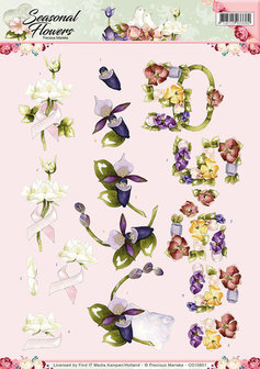 CD10801 3D Knipvel - Precious Marieke - Seasonal Flowers - Felicitatie