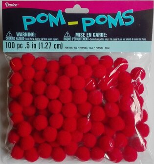 Pompoms rood 1,27 cm - Vaessen