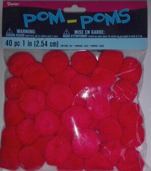 Pompons rood 2,54 cm - Vaessen