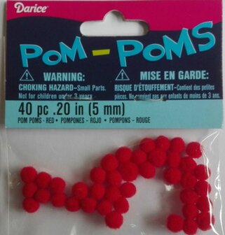 Pompoms rood 5 mm