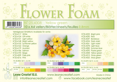 Flower foam sheets a4 yellow green