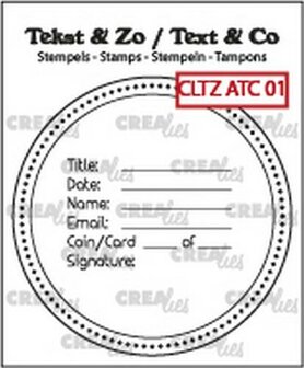 Crealies Clearstamp Tekst &amp; Zo tekst voor ATC-AT Coin CLTZATC01