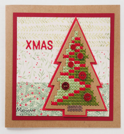 CR1481 Craftables snijmal Cross Stitch Christmas Tree vb