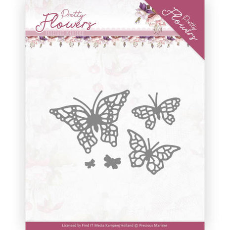 PM10193 Dies - Precious Marieke - Pretty Flowers - Pretty Butterflies