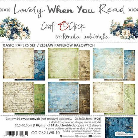 Craft O Clock Set of Basic Papers 20x20 cm Lovely when you read.jpg
