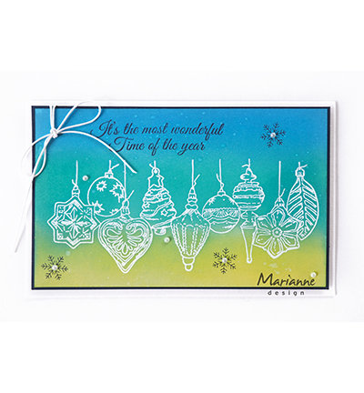 TC0868 -Clearstamps Tiny's border - Christmas baubles voorbeeld