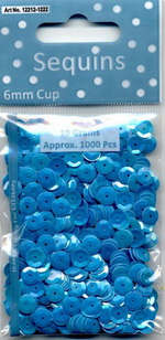 Pailletten - sequins babyblauw parelmoer cups 6 mm