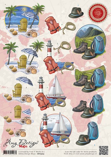 CD10503 Knipvel Amy Design Maps vakantie