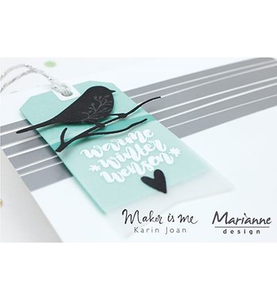 Marianne Design snijmal  - Collectables Giftwrapping Karin's bird, hearts & tag