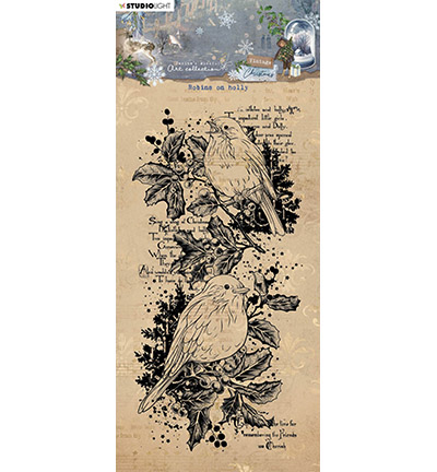 Studio Light - Clearstamps - Vintage Christmas nr.545 - Robins on holly