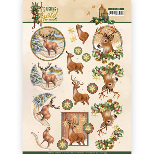 CD11359 Amy Design - knipvellen - Christmas in Gold - Deer CD11359 Amy Design - knipvellen - Christmas in Gold - Deer