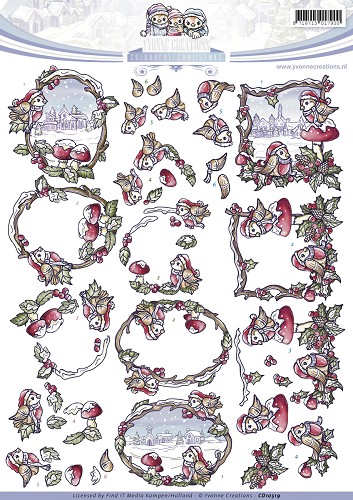 CD10519 Knipvel Yvonne Creations Colourful Christmas Bird Landscape CD10519 Knipvel Yvonne Creations Colourful Christmas Bird Landscape