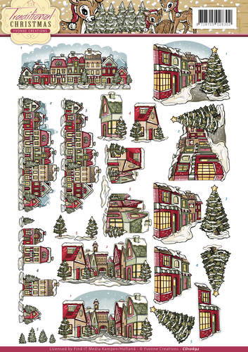 CD10692 Knipvel huisjes Traditional Christmas Yvonne Creations