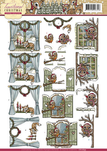 CD10694 Knipvel Raampjes Traditional Christmas Yvonne Creations