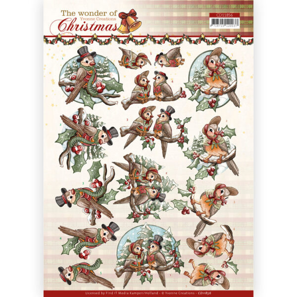 CD11856 3D knipvel - Yvonne Creations - The Wonder of Christmas - Wonderful Birds