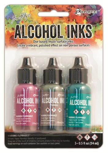 Ranger Alcohol Ink Kits Valley Trail Raspberry,Pebble,Clover TAK25979 Tim Holtz