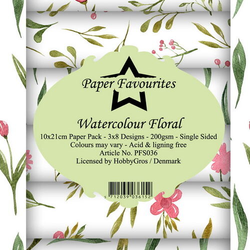 Paper Favourites -Slimline PaperPack 10x21 cm Watercolour Floral