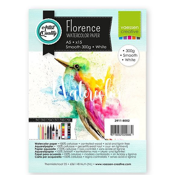 Florence • Aquarelpapier smooth White A5 15pcs 300g