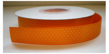 Oranje lint met witte stipjes 16 mm