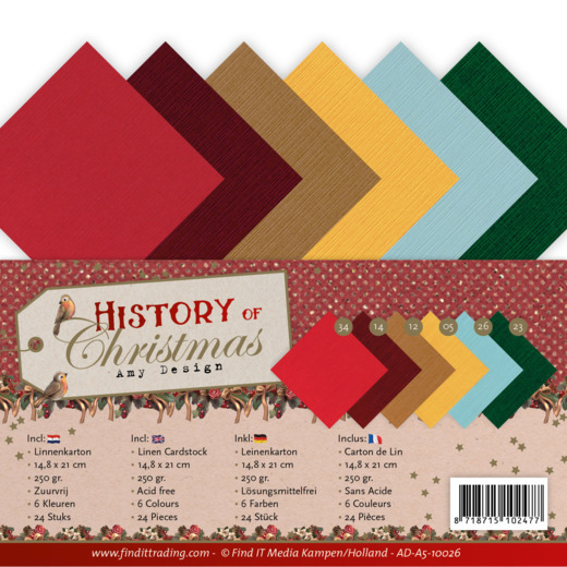 AD-A5-10026 Linen Cardstock Pack - A5 - Amy Design - History of Christmas Linnenkarton papierblok A5