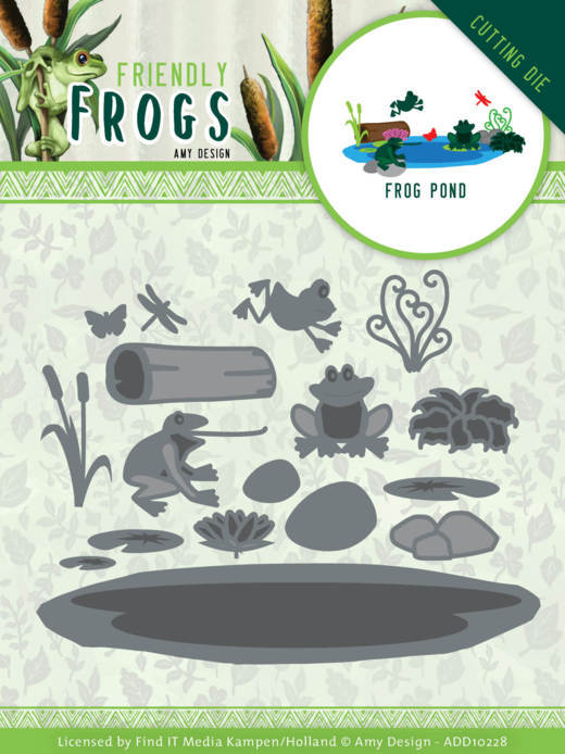 ADD10228 Dies - Amy Design - Friendly Frogs - Frog Pond Snijmal vijver met kikkers