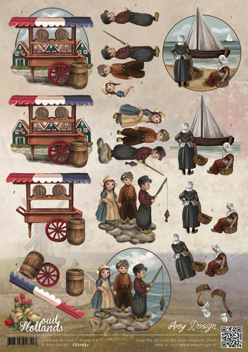 CD10652 Knipvel typisch Nederlands Oud Hollands Amy Design Knipvel haringkar holland gekleurd
