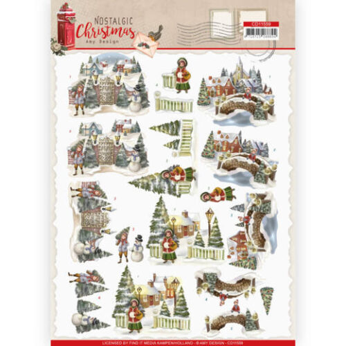 CD11559 3D knipvel - Amy Design - Nostalgic Christmas - Christmas Village Knipvel nostalgisch kerstdorp
