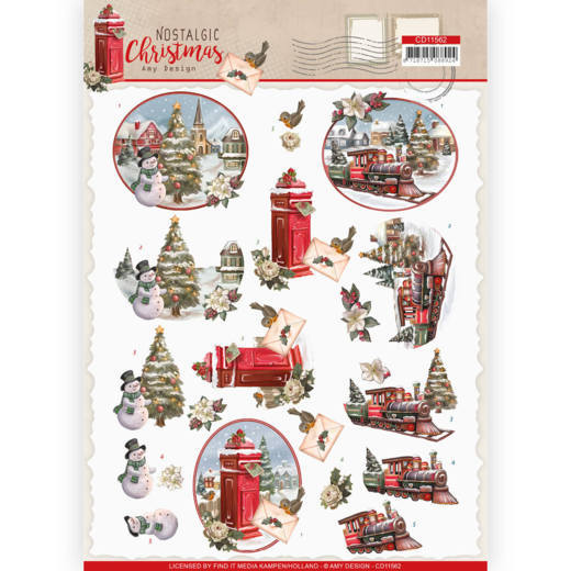 CD11562 Knipvel 3D - Amy Design - Nostalgic Christmas - Christmas Train knipvel kersttrein