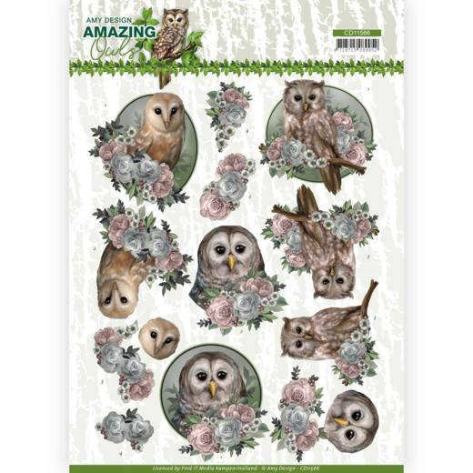 CD11566 3D knipvel - Amy Design - Amazing Owls - Romantic Owls knipvel uilen