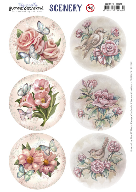 Uitdrukvel Scenery - Yvonne Creations Aquarella - Roses Circle Uitdrukvel Scenery - Yvonne Creations Aquarella - Roses Circle