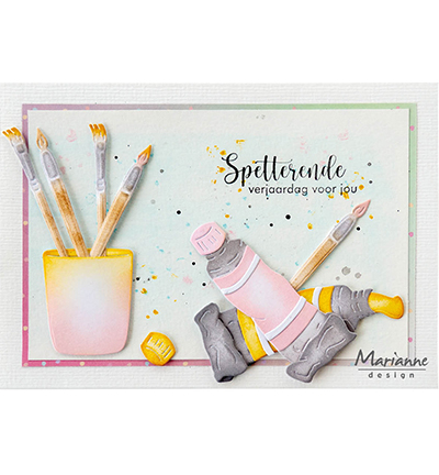 Clearstamps Marianne design teksten Kleurige groetjes