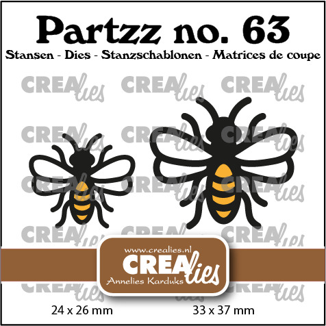 Crealies Partzz snijmal Partzz stansen no. 63, Bijen klein en middel